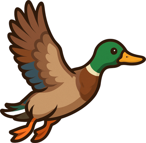 Duck Flying.
In-Game asset.  2d.  No shadows