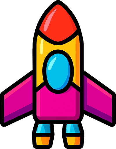 colorful ship bullet facing up.
In-Game asset.  2d.  High contrast.  No shadows