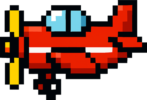 8bit player aeroplane.
In-Game asset.  2d.  High contrast.  No shadows