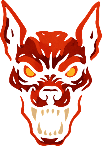 2d mysterious and scary hellhound character's head.
In-Game asset.  2d.  High contrast.  No shadows