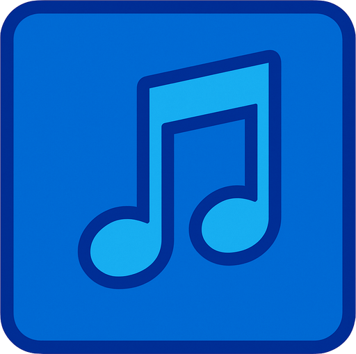 A single tile of musical note 🎵 blue.
In-Game asset.  2d.  High contrast.  No shadows