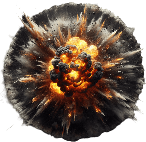 top view of an explosion effect.