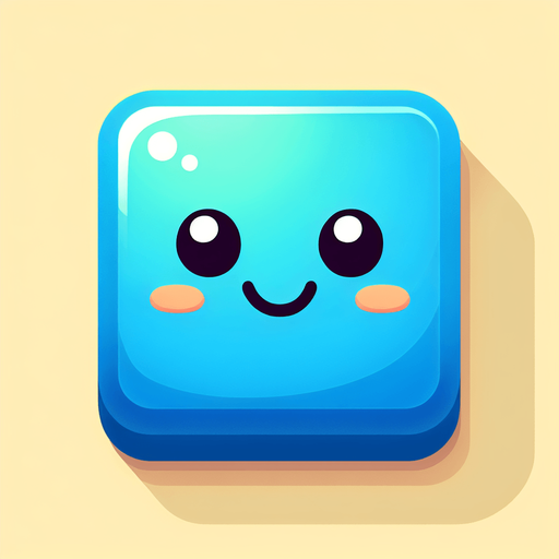 Perfectly square bright blue game piece with cute happy face. Cartoon style. Cute art style. Simple vector style. No Shadows.
Single Game Texture. In-Game asset. 2d. Blank background. High contrast. No shadows.