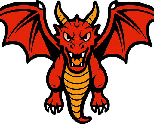 fronf view flying  image dragon with 3 
In-Game asset.  2d.  High contrast.  No shadows