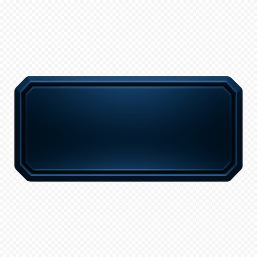 premium quality rectangular button background, 500x150 px, clean futuristic tech design, subtle gradients, beveled edges, slight inner glow, dark metallic blue tones, minimal and elegant, no text, no icon, transparent background.
In-Game asset.  2d.  High contrast.  No shadows