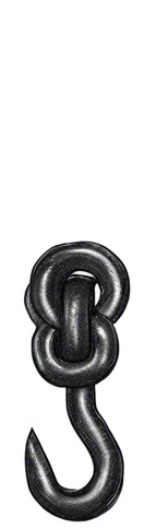 Draw a black chain from the top of the hook to the top of the image