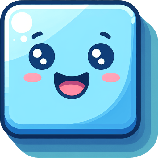 Perfectly square bright blue game piece with cute happy face. Cartoon style. Cute art style. Simple vector style. No Shadows.
Single Game Texture. In-Game asset. 2d. Blank background. High contrast. No shadows.