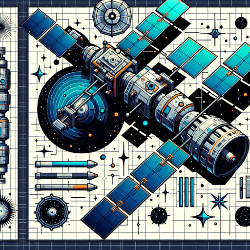 uzay uydusu.
Single Game Texture. In-Game asset. 2d. Blank background. High contrast. No shadows.