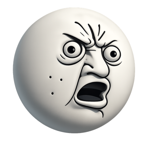 Head of white y u no meme. face shaped as a marble shaped face made in blender 3D. 
In-Game asset.  2d.  High contrast.  No shadows
