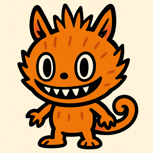 Orange Labubu.
In-Game asset.  2d.  High contrast.  No shadows