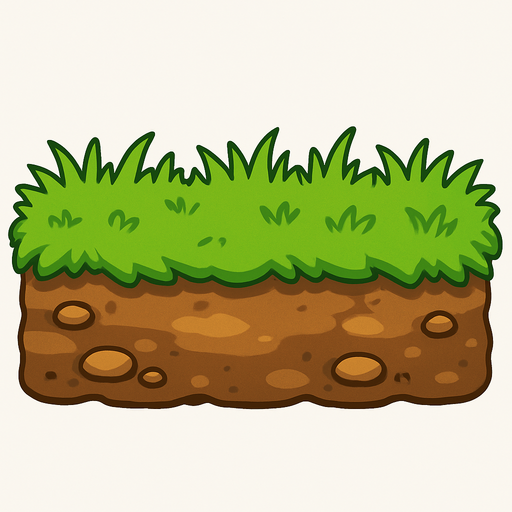 Suelo con tierra y cesped.
In-Game asset.  2d.  High contrast.  No shadows