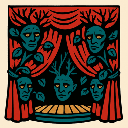 Cortina de una Sala de Conciertos Viviente.
In-Game asset.  2d.  High contrast.  No shadows