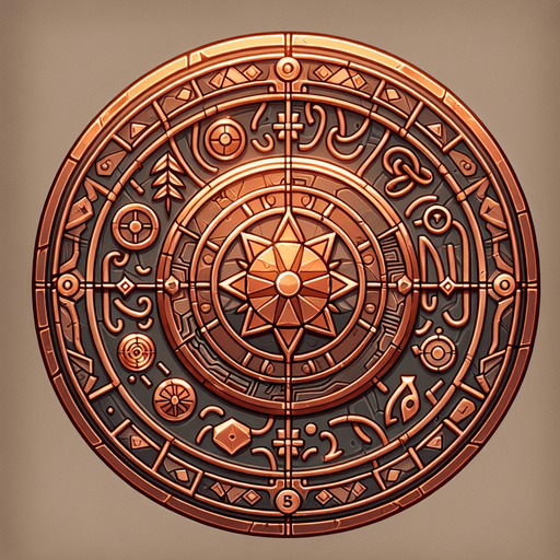 moneda de cobre.
Single Game Texture.  In-Game asset.  2d.  Blank background.  High contrast.  No shadows