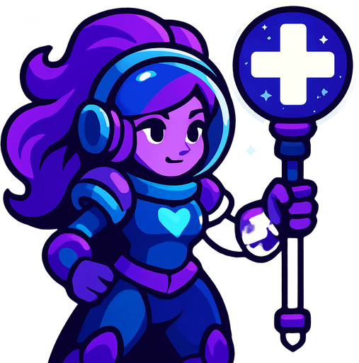 support hero character space galaxy theme tower defense game.
In-Game asset.  2d.  High contrast.  No shadows