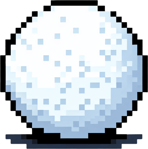 round snowball. pixelated. 8 bit. Single Game Texture. In-Game asset. 2d. Blank background. High contrast. No shadows.