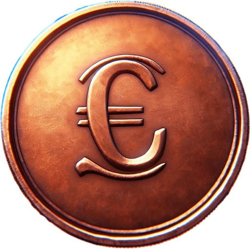 perspective of simple copper coin with a cent sign ‘¢’....
video game sprite