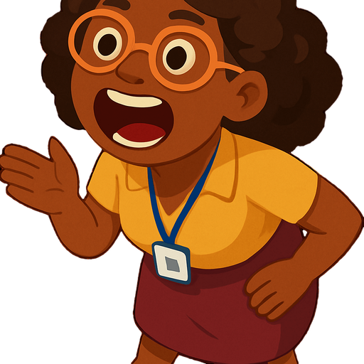 Make her open her mouth wide like she is talking very much, and lean forward slightly