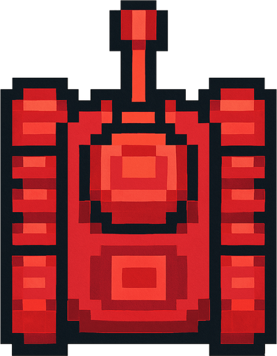 red tank pixel art top down.
In-Game asset.  2d.  High contrast.  No shadows