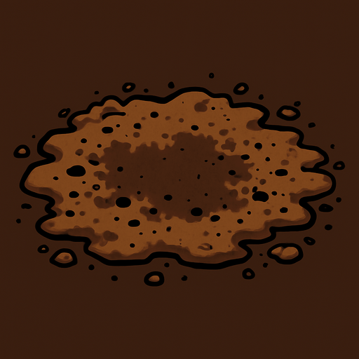 Make a dirty patch of dirt.
In-Game asset.  2d.  High contrast.  No shadows