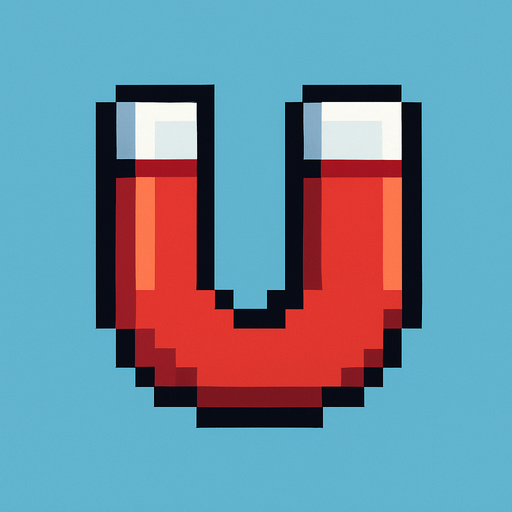 pixel art 2D magnet.
In-Game asset.  2d.  High contrast.  No shadows