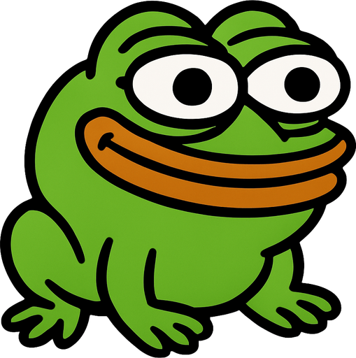 meme kurbağa.
In-Game asset.  2d.  High contrast.  No shadows