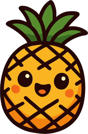 Pineapple with cute face.
In-Game asset.  2d.  High contrast.  No shadows