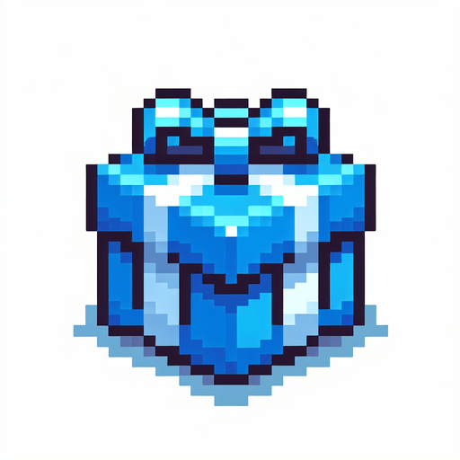 pixel art of a blue christmas present. Single Game Texture. In-Game asset. 2d. Blank background. High contrast. No shadows.