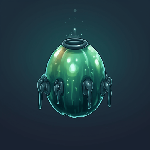 Single alien slime bullet, round.
Game Texture. In-Game asset. 2d. Pixelart. blank background. Low detail. High contrast.