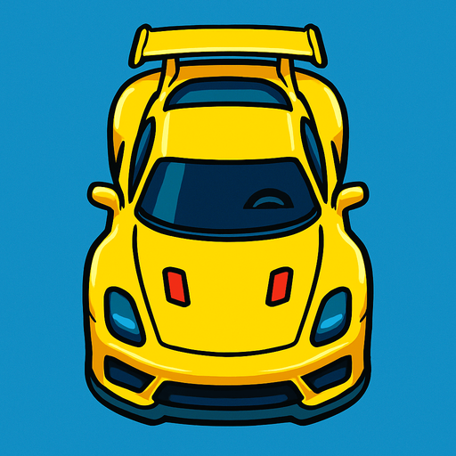 Yellow sports car arcade top view.
In-Game asset.  2d.  High contrast.  No shadows