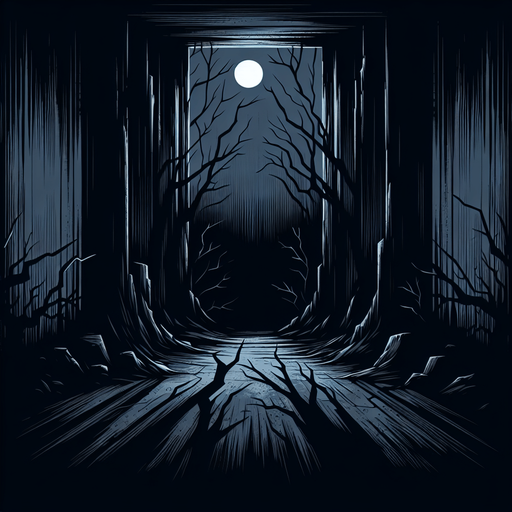 Arrière plan sombre d'horreur avec un angle vu depuis le haut.
2d. Blank background. High contrast. No shadows.