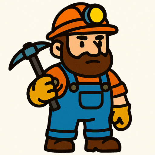Un minero.
In-Game asset.  2d.  High contrast.  No shadows