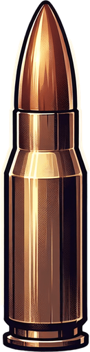 Bullet.
Single Game Texture. In-Game asset. 2d. Blank background. High contrast. No shadows.