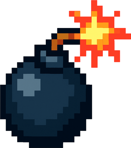 pixelart bomb.
In-Game asset.  2d.  High contrast.  No shadows