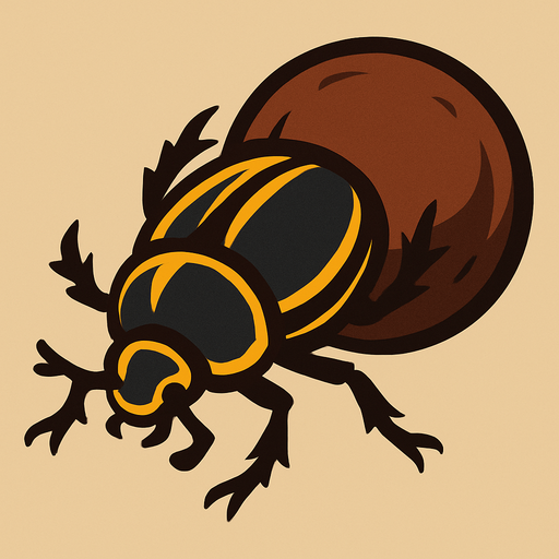 Dung beetle.
In-Game asset.  2d.  High contrast.  No shadows