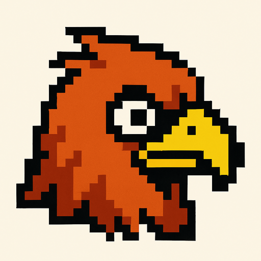 a pixel bird head.
In-Game asset.  2d.  High contrast.  No shadows