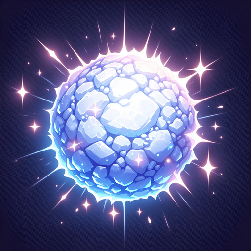 snow ball with shining effects single.
Single Game Texture.  In-Game asset.  2d.  Blank background.  High contrast.  No shadows