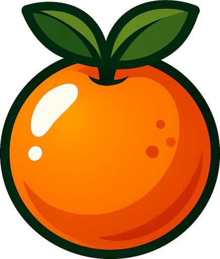 Shiney orange fruit vector.
In-Game asset.  2d.  High contrast.  No shadows