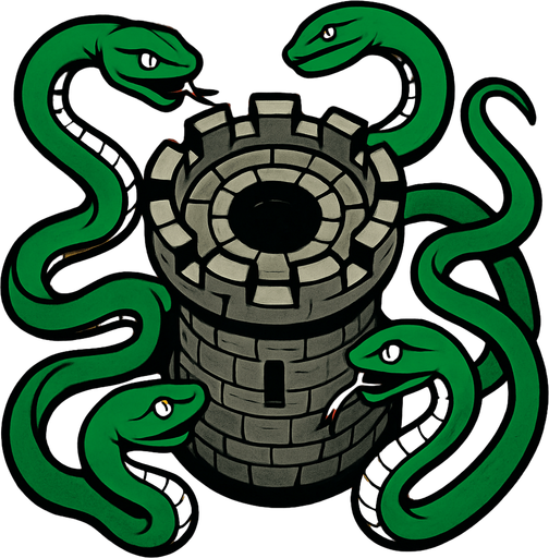 torrre con serpientes desde arriba.
In-Game asset.  2d.  High contrast.  No shadows