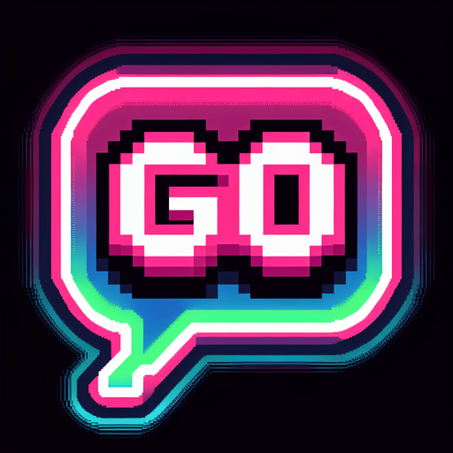 pixel art speech bubble that says "Go" neon color.
Single Game Texture. In-Game asset. 2d. Blank background. High contrast. No shadows.