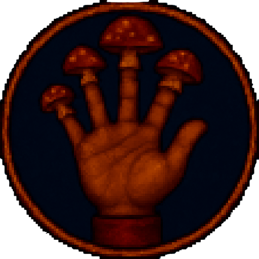 A hand with its fingers symbolizing fungus