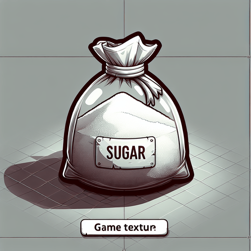 sugar in a bag. Single Game Texture. In-Game asset. 2d. Blank background. High contrast. No shadows.