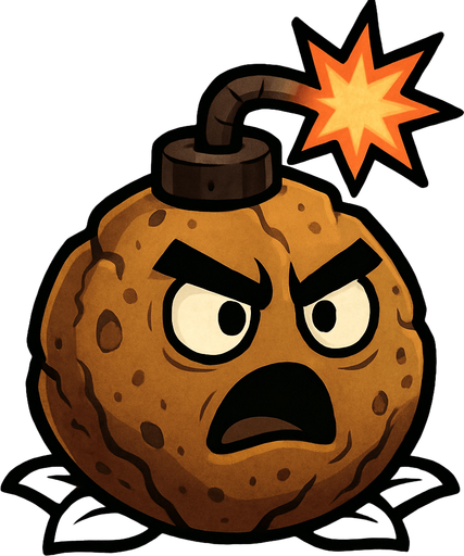 explosivewallnut de plantas vs zombies fusion.
In-Game asset.  2d.  High contrast