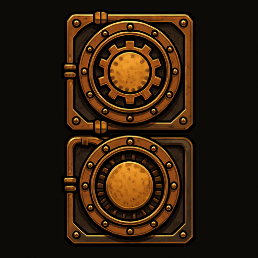 simbolo ":" en estilo steampunk.
In-Game asset.  2d.  High contrast.  No shadows