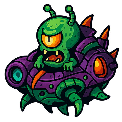 Alien Airships of boss, HD colors.
In-Game asset.  2d.  High contrast.  No shadows