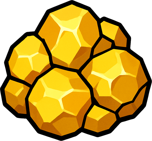 Altın cevheri.
In-Game asset.  2d.  High contrast.  No shadows