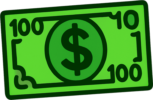 yeşil dolar.
In-Game asset.  2d.  High contrast.  No shadows