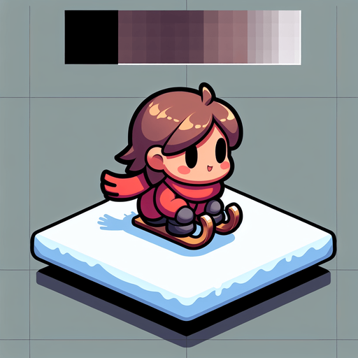 Little brat on a sledge, girl, cartoon, winter, sideview, evil Single Game Texture. In-Game asset. 2d. Blank background. High contrast. No shadows.