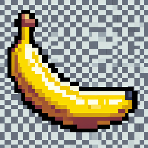 banana.
game asset. 2d. 8bit. no background. transparent background.