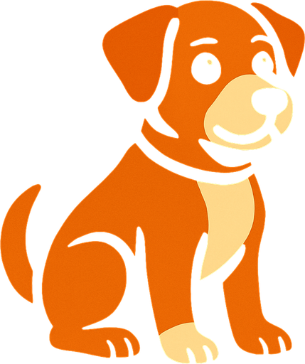 dog with black background.
In-Game asset.  2d.  High contrast.  No shadows