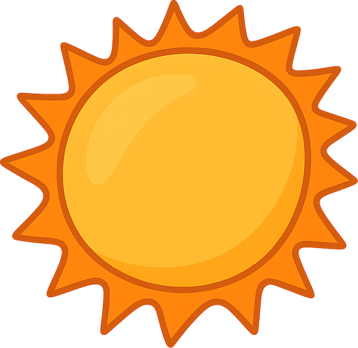 sun. No background. Transparent background. Blank background. No shadows. 2d. In-Game asset. flat
